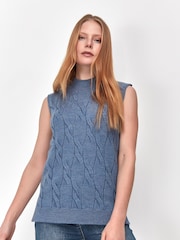 M&co Zopfstrick-Trägertop, Blau - Bild 4 von 5