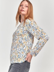 M&Co Cream Floral Crinkle Long Sleeve Top - Image 3 of 5