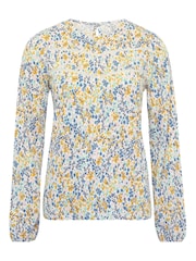 M&Co Cream Floral Crinkle Long Sleeve Top - Image 5 of 5