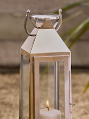 Silver Medium Metal And Glass Lantern - Image 2 of 8