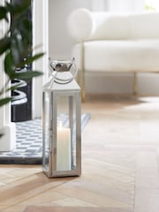 Silver Medium Metal And Glass Lantern - Image 3 of 8