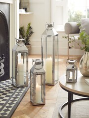 Silver Medium Metal And Glass Lantern - Image 6 of 8