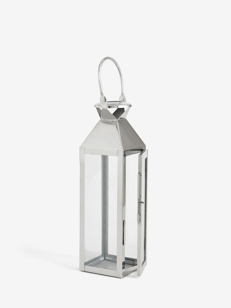 Silver Medium Metal And Glass Lantern - Image 8 of 8