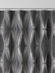 Charcoal Grey Collection Luxe Heavyweight Geometric Cut Velvet Made To Measure Curtains - Image 5 of 9