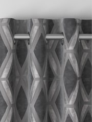 Charcoal Grey Collection Luxe Heavyweight Geometric Cut Velvet Made To Measure Curtains - Image 8 of 9