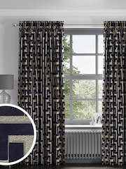 Blue Luxe Fretwork Made to Measure Curtains - Image 1 of 9