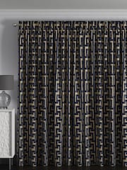 Blue Luxe Fretwork Made to Measure Curtains - Image 2 of 9