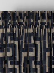 Blue Luxe Fretwork Made to Measure Curtains - Image 6 of 9