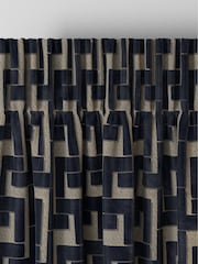 Blue Luxe Fretwork Made to Measure Curtains - Image 7 of 9