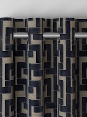 Blue Luxe Fretwork Made to Measure Curtains - Image 8 of 9