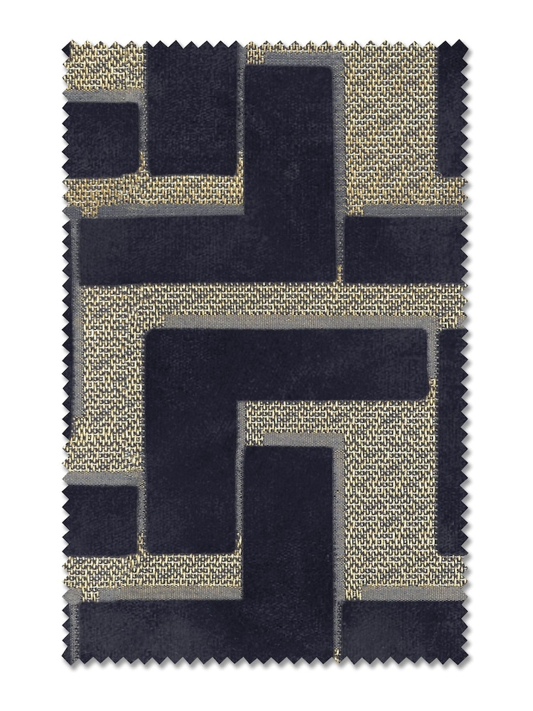 Blue Luxe Fretwork Made to Measure Curtains - Image 9 of 9