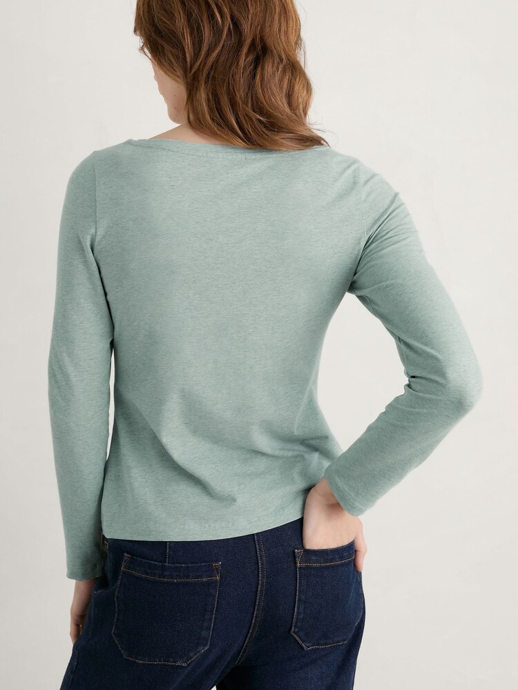 Seasalt Cornwall Fren Green Easel Long Sleeve Top - Image 2 of 5 Seasalt Cornwall Fren Green Easel Long Sleeve Top - Image 2 of 5