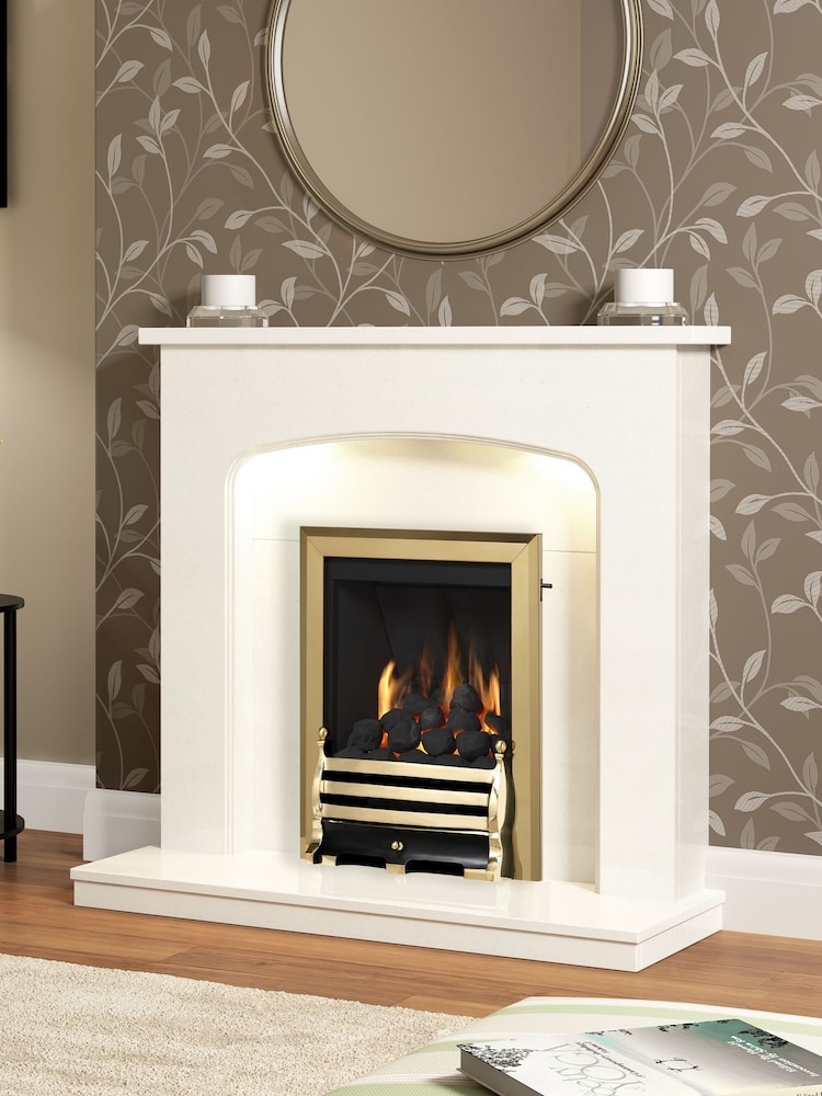 Be Modern White Tasmin Marble Curved Arch Fireplace Surround - Image 1 of 4