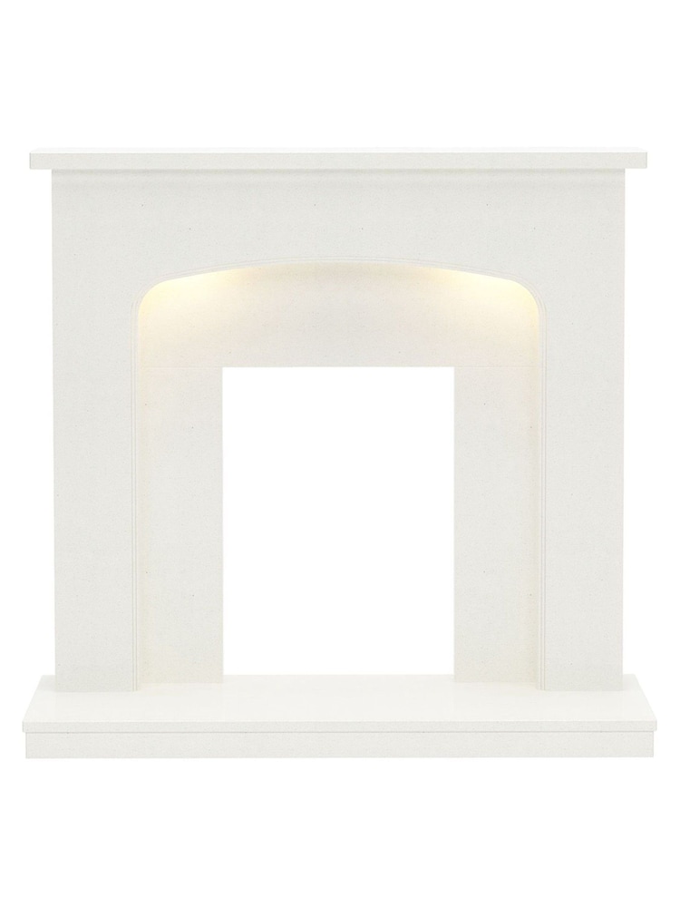 Be Modern White Tasmin Marble Curved Arch Fireplace Surround - Image 2 of 4