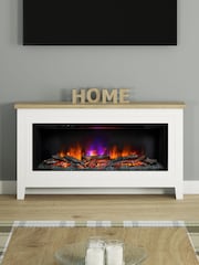 Be Modern Ash White Poulton Timber Widescreen Electric Fireplace and Surround Suite - Image 1 of 4