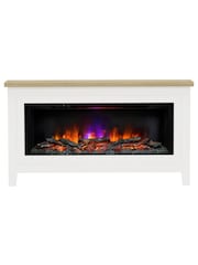 Be Modern Ash White Poulton Timber Widescreen Electric Fireplace and Surround Suite - Image 2 of 4