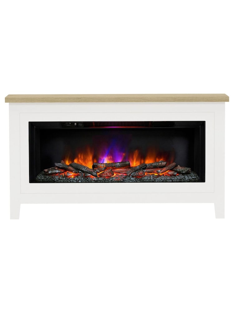 Be Modern Ash White Poulton Timber Widescreen Electric Fireplace and Surround Suite - Image 2 of 4