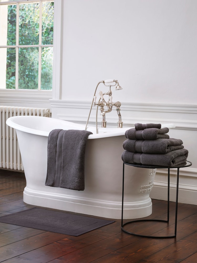Jasper Conran London Charcoal Grey Soft Velvety Tufted Turkish 100% Cotton Bath Mat - Image 1 of 3