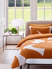 Jasper Conran London Sudan Orange Floral Leaf 300 TC Satin Duvet Cover - Image 1 of 4