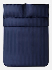Jasper Conran London Navy Blue 500 Thread Count Satin Stripe 100% Cotton Duvet Cover - Image 3 of 4
