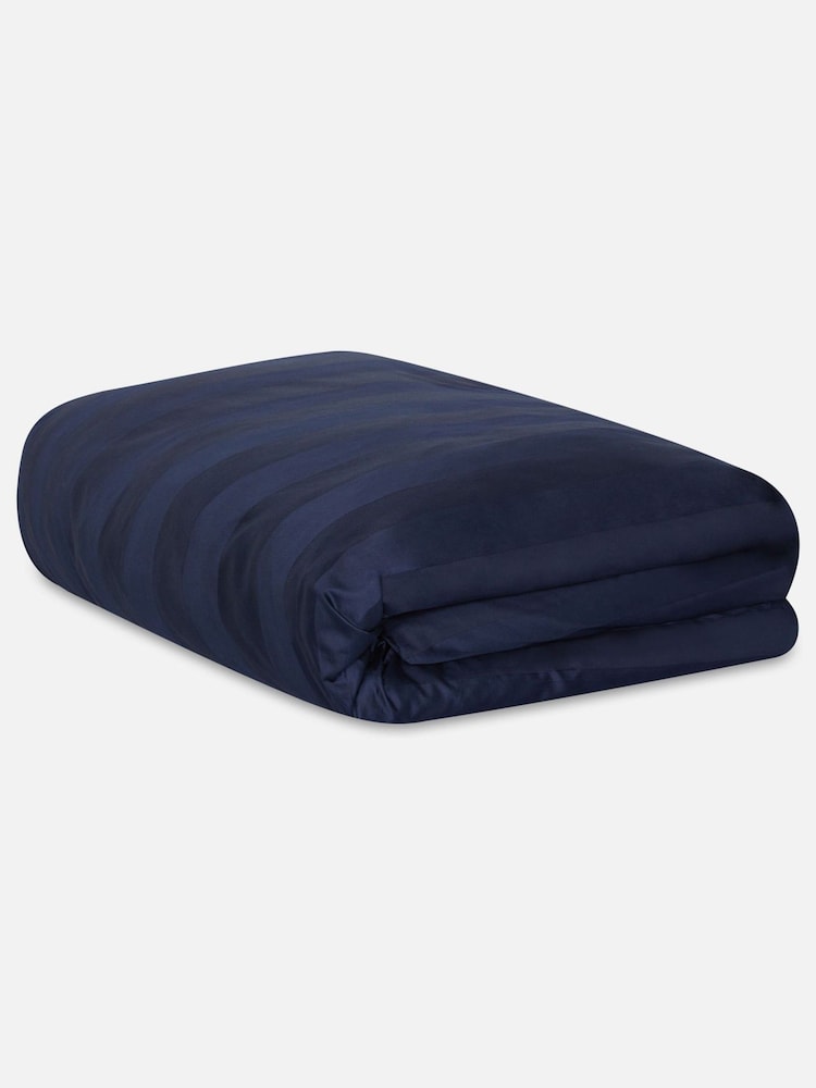 Jasper Conran London Navy Blue 500 Thread Count Satin Stripe 100% Cotton Duvet Cover - Image 4 of 4