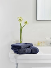 Jasper Conran London Navy Blue Zero Twist Lightweight Soft Fast Drying 100% Cotton Towel - Image 2 of 5
