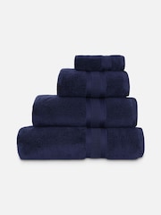 Jasper Conran London Navy Blue Zero Twist Lightweight Soft Fast Drying 100% Cotton Towel - Image 3 of 5