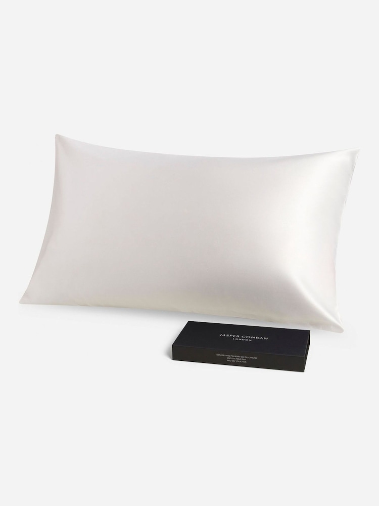 Jasper Conran London White Silk Pillowcase - Image 1 of 6