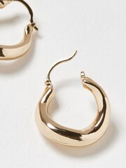 Oliver Bonas Gold Tone Helga Metal Hoop Earrings - Image 3 of 5