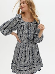 Oliver Bonas Blue Mono Mini Dress - Image 1 of 8