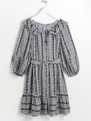 Oliver Bonas Blue Mono Mini Dress - Image 3 of 8