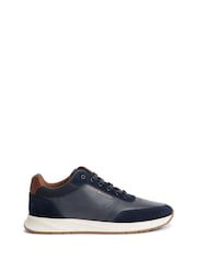 Tommy Hilfiger Blue Suede Mixed Texture Trainers - Image 1 of 6