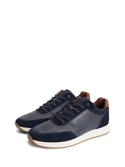 Tommy Hilfiger Blue Suede Mixed Texture Trainers - Image 3 of 6