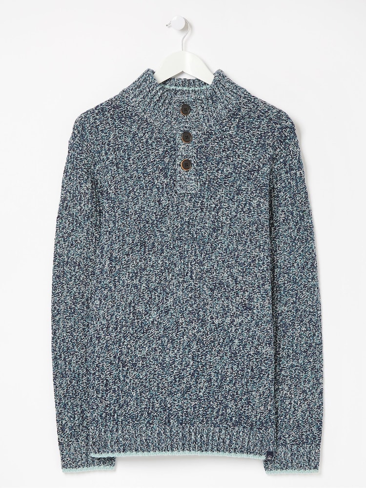 FatFace Blue Hove Twist Half Neck Jumper - Image 1 of 1