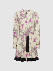 Reiss Cream Zoe Orchid Print Mini Dress - Image 2 of 6
