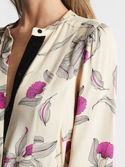 Reiss Cream Zoe Orchid Print Mini Dress - Image 4 of 6