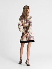 Reiss Cream Zoe Orchid Print Mini Dress - Image 5 of 6