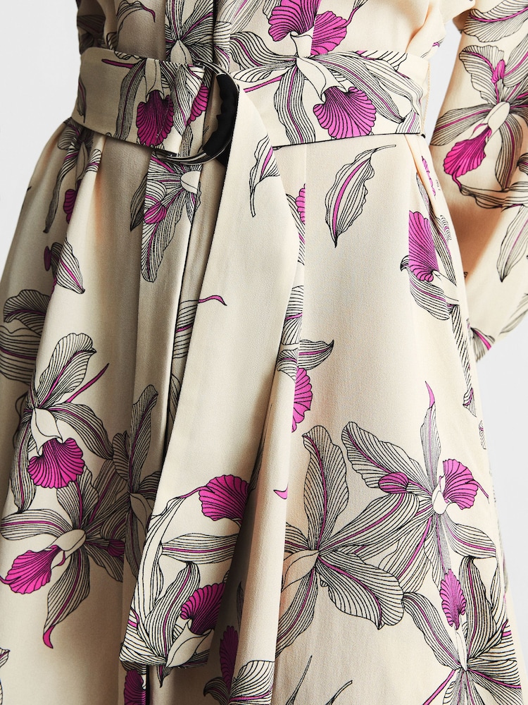 Reiss Cream Zoe Orchid Print Mini Dress - Image 6 of 6