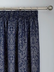 Curtina Blue Lamina Pencil Pleat Curtains - Image 2 of 4