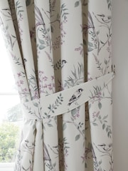 Dreams & Drapes Purple Jazmine Pencil Pleat 100% Cotton Curtains - Image 3 of 4