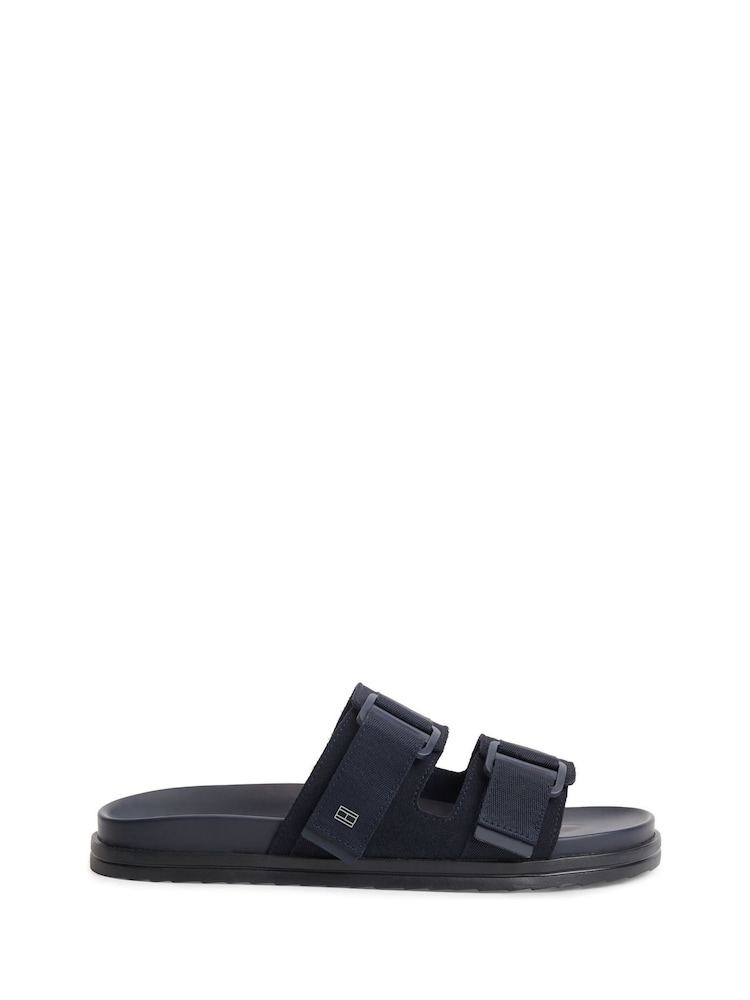 Tommy Hilfiger Blue Webbing Strap Buckle Suede Sandals - Image 1 of 6 Tommy Hilfiger Blue Webbing Strap Buckle Suede Sandals - Image 1 of 6