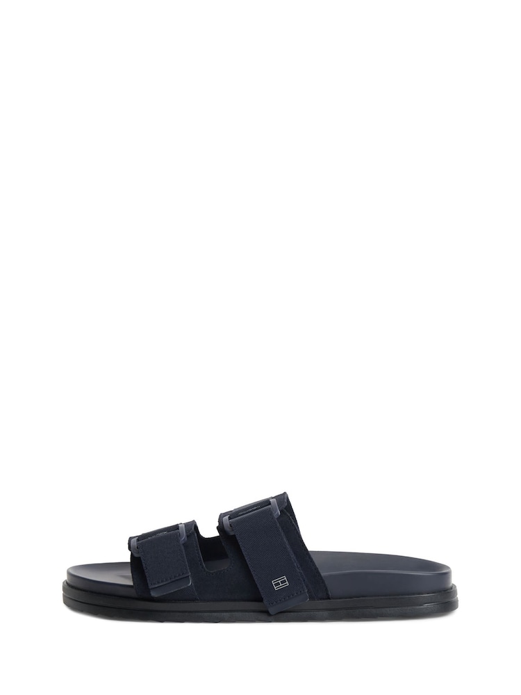Tommy Hilfiger Blue Webbing Strap Buckle Suede Sandals - Image 2 of 6 Tommy Hilfiger Blue Webbing Strap Buckle Suede Sandals - Image 2 of 6