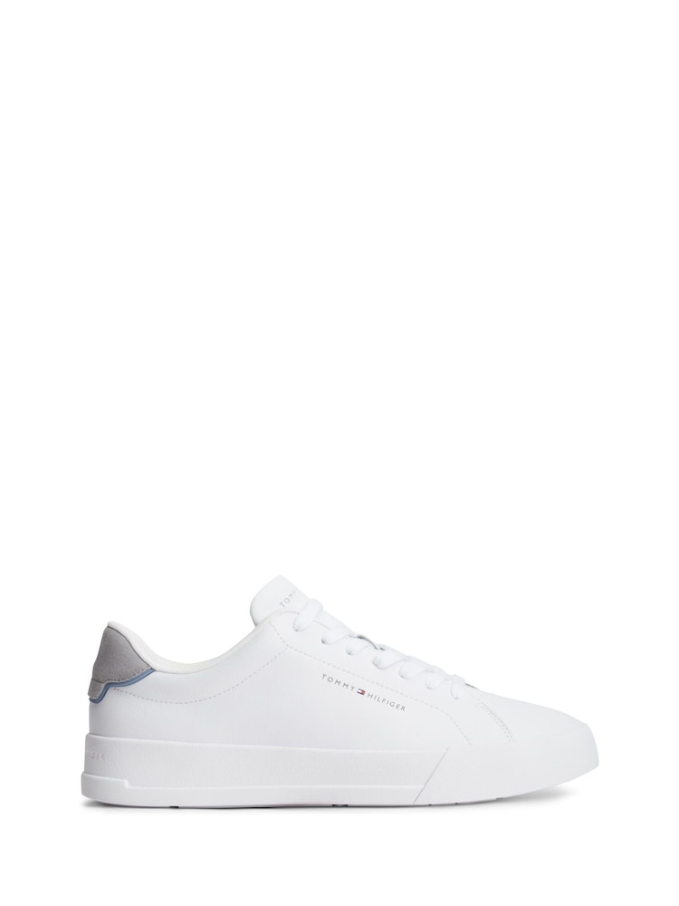 Tommy Hilfiger White Logo Court Trainers With Leather - Image 1 of 6 Tommy Hilfiger White Logo Court Trainers With Leather - Image 1 of 6
