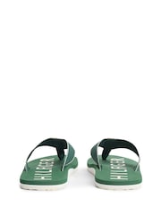 Tommy Hilfiger Green Logo Embroidery Webbing Strap Flip Flops - Image 4 of 6
