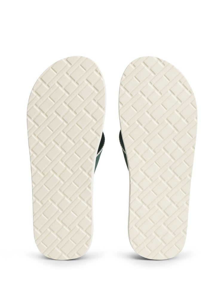 Tommy Hilfiger Green Logo Embroidery Webbing Strap Flip Flops - Image 6 of 6