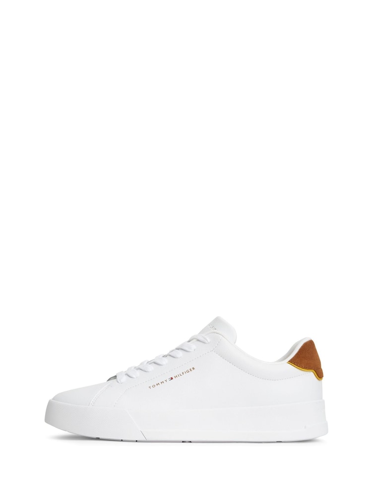Tommy Hilfiger White Court Essential Leather Trainers - Image 2 of 6