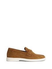 Tommy Hilfiger Natural Flag Plaque Suede Loafers - Image 1 of 6
