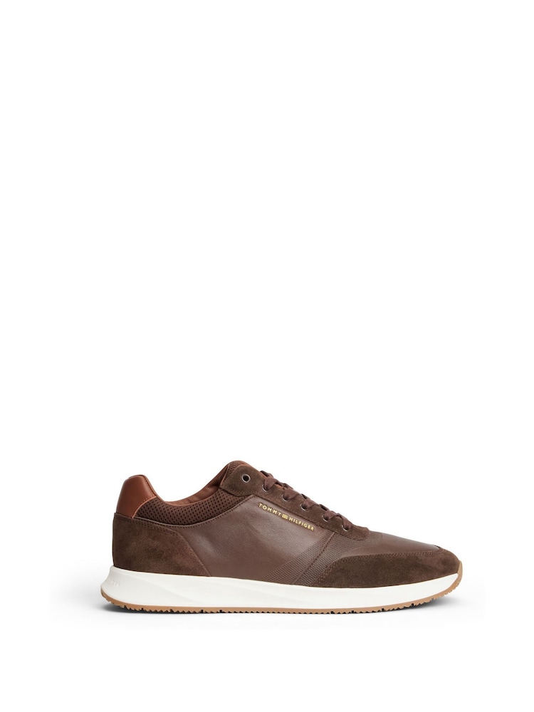 Tommy Hilfiger Brown Suede Mixed Texture Trainers - Image 1 of 6 Tommy Hilfiger Brown Suede Mixed Texture Trainers - Image 1 of 6
