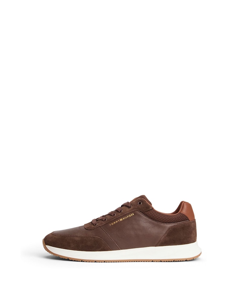 Tommy Hilfiger Brown Suede Mixed Texture Trainers - Image 2 of 6 Tommy Hilfiger Brown Suede Mixed Texture Trainers - Image 2 of 6