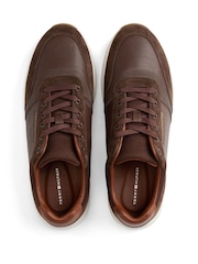 Tommy Hilfiger Brown Suede Mixed Texture Trainers - Image 5 of 6